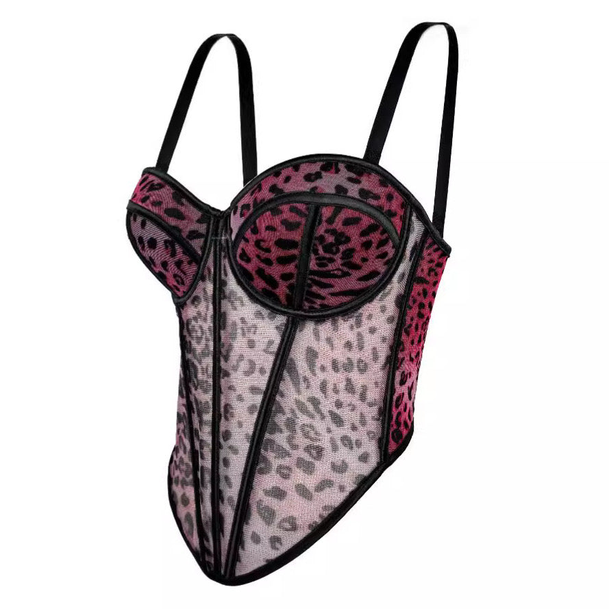 Leopard Mesh Corset