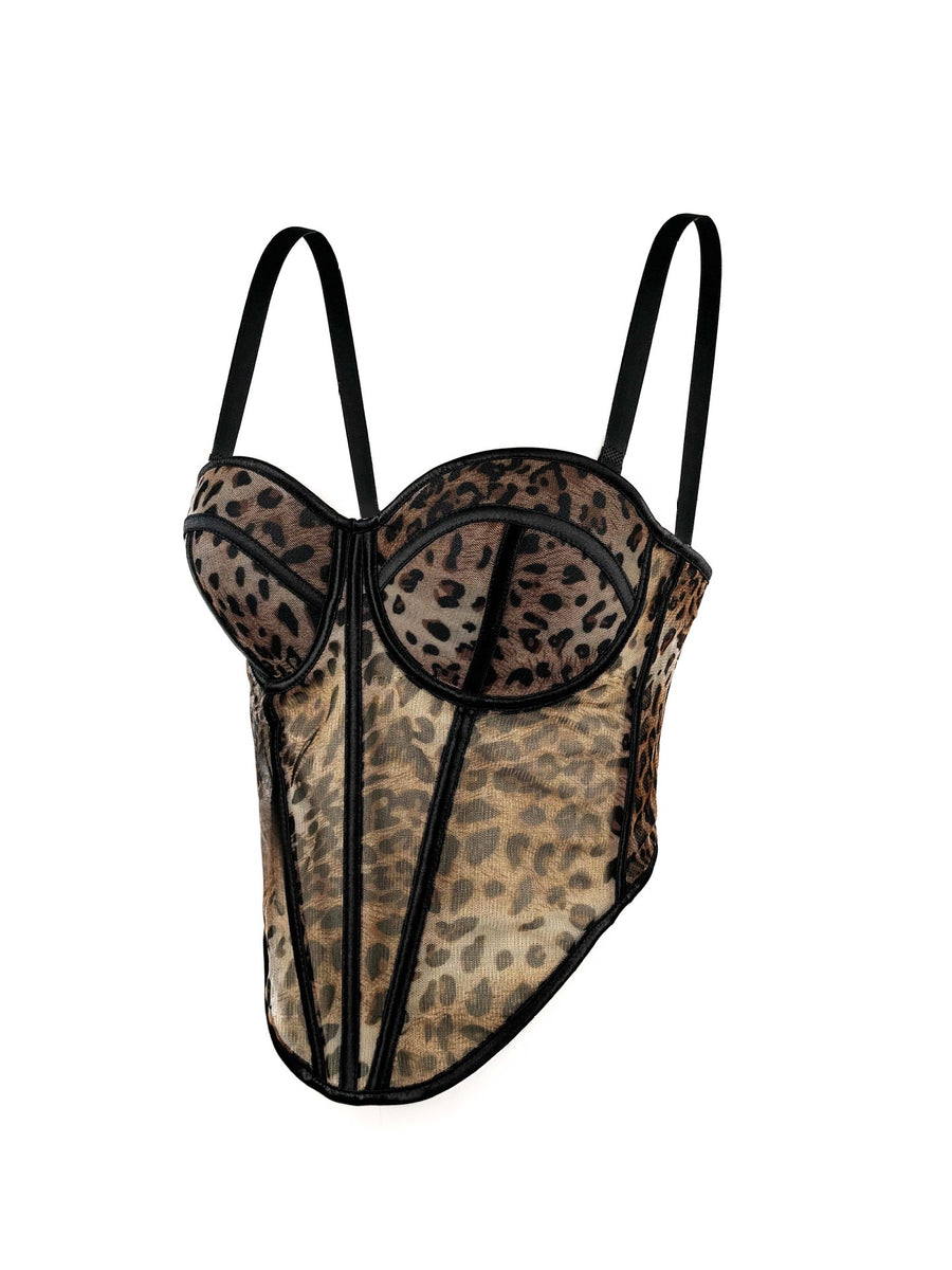 Leopard Mesh Corset