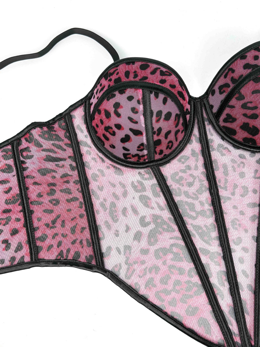 Leopard Mesh Corset