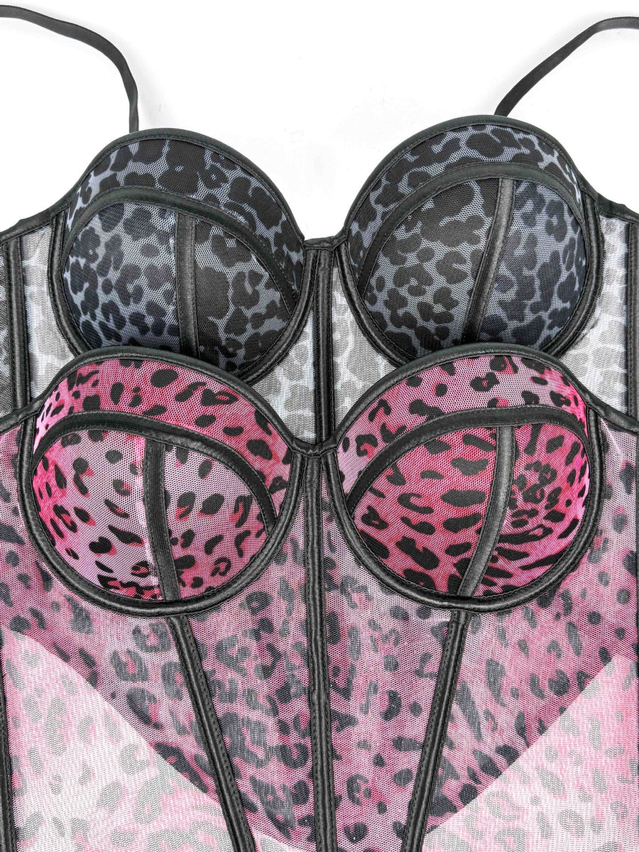 Leopard Mesh Corset