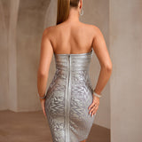 Silver Strapless Mini Dress