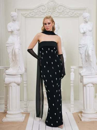 Black Strapless Gown
