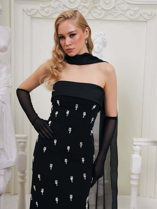 Black Strapless Gown