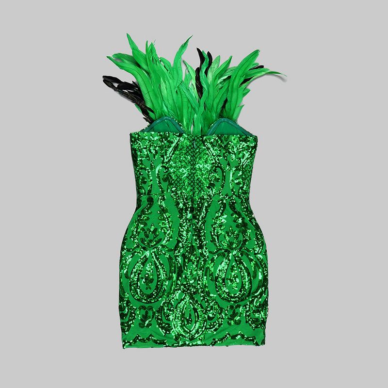 Camille Strapless Feather Dress