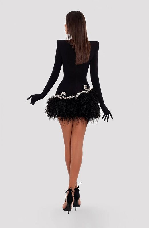 Louise Velvet Feather Dress