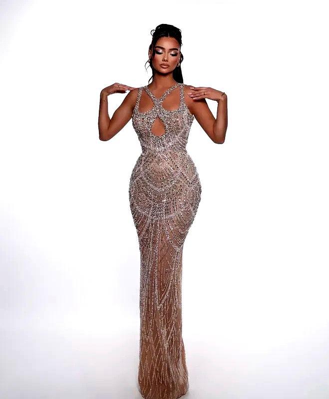 Crystal Mirage Nude Gown