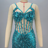 Aqua Dazzle Crystal Gown