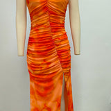 Clementine Ruched Strapless Midi