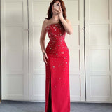 Red Strapless Gown