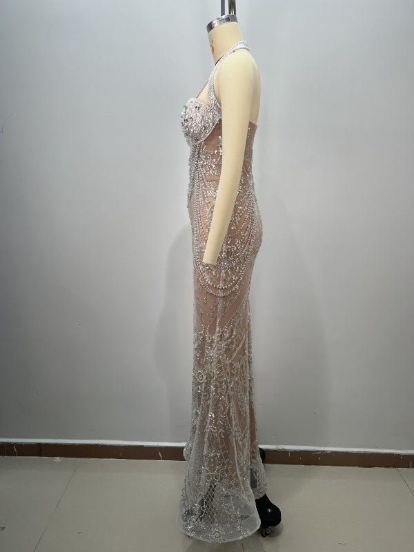 Beaded Nude Gown