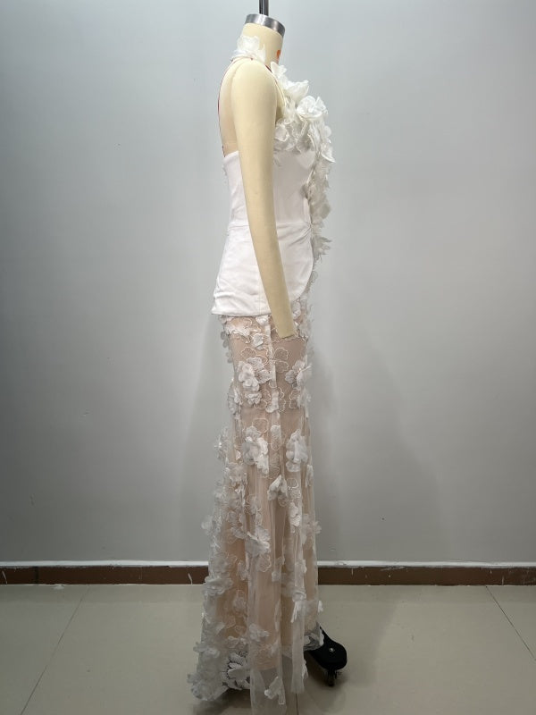 White Floral Mermaid Dress
