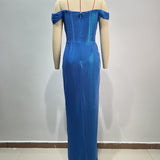 Blue Off-Shoulder Gown