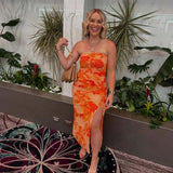 Clementine Ruched Strapless Midi