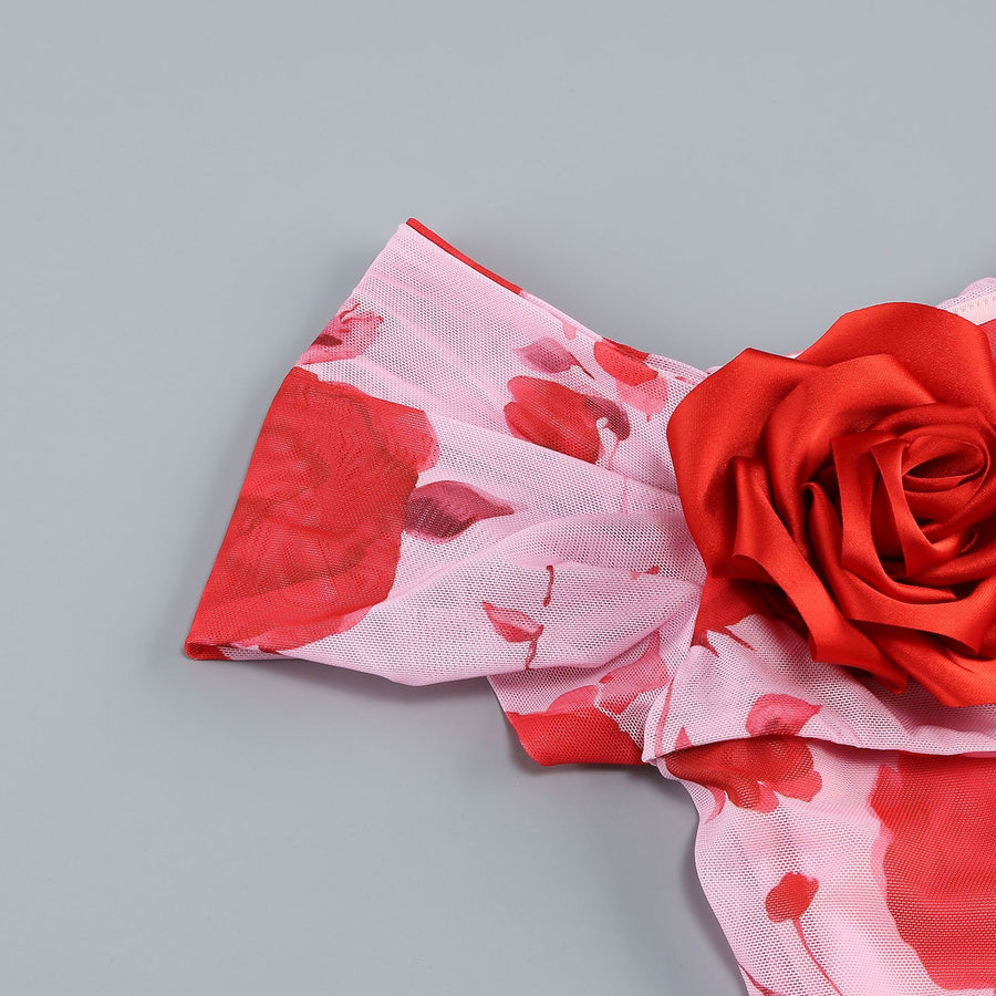 Rosé Bloom Ruffle Dress