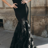 Noir Rosette Mermaid Gown