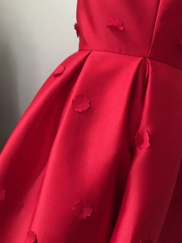 Red Satin Midi Dress