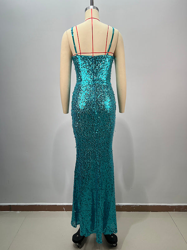 Aqua Dazzle Crystal Gown