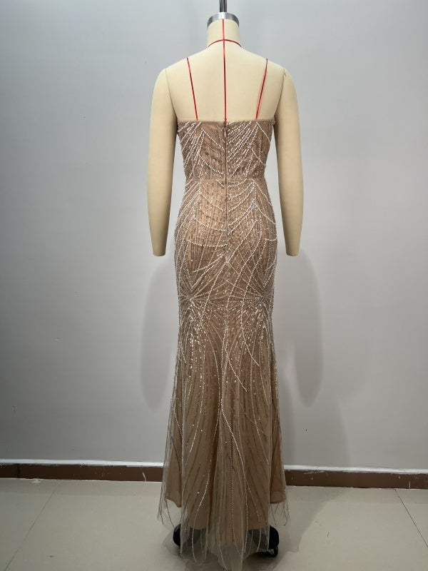 Sequin One-Shoulder Gown