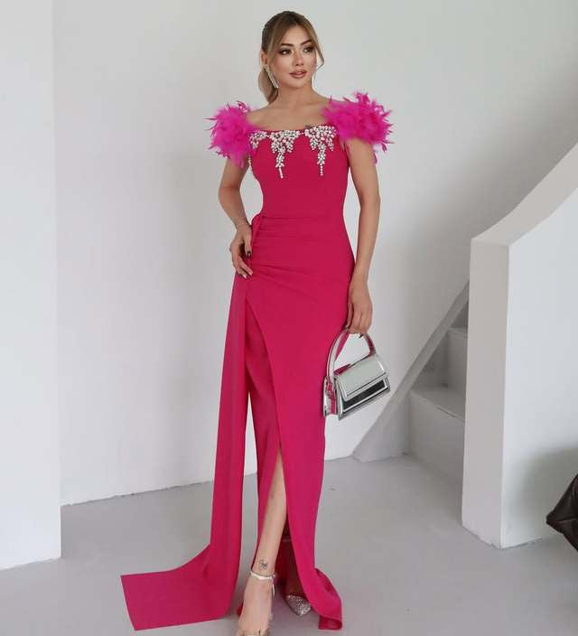 Feather Jewel Gown