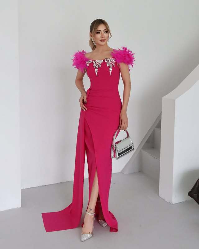 Feather Jewel Gown