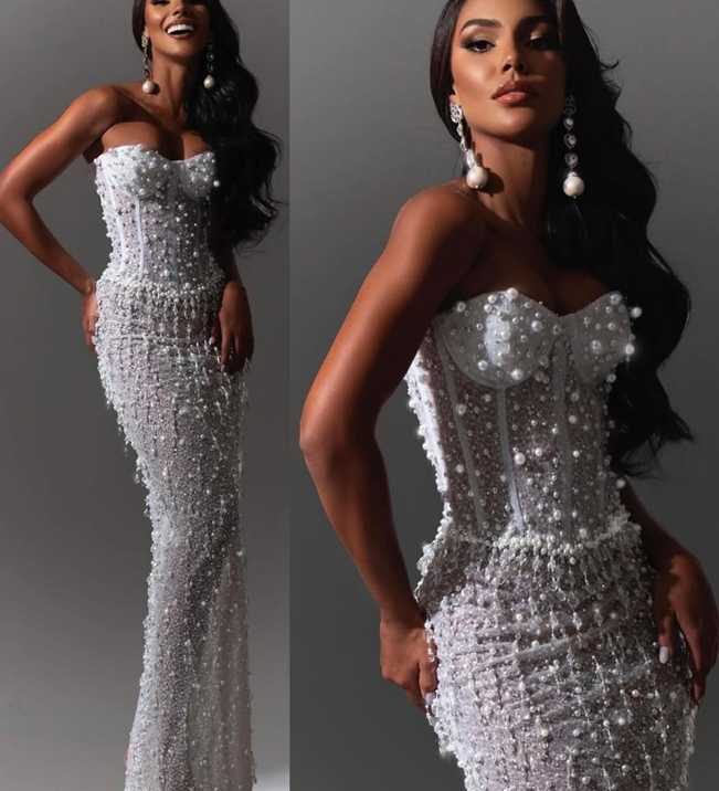 Pearl Elegance Corset Gown
