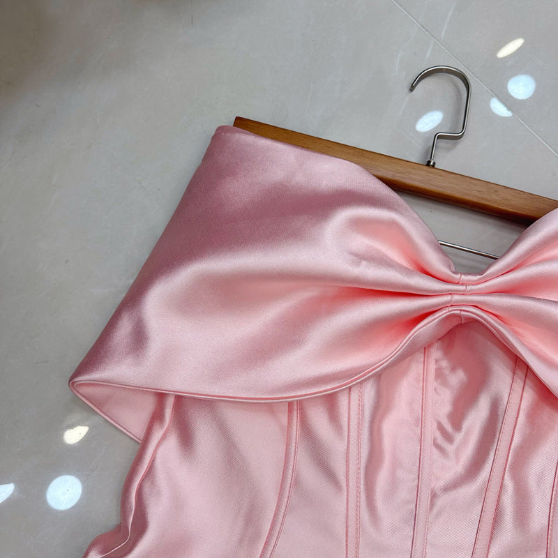 Rosé Ruffle Corset Mini Dress