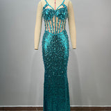Aqua Dazzle Crystal Gown