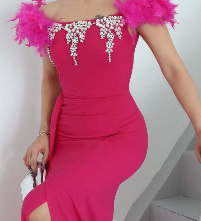 Feather Jewel Gown