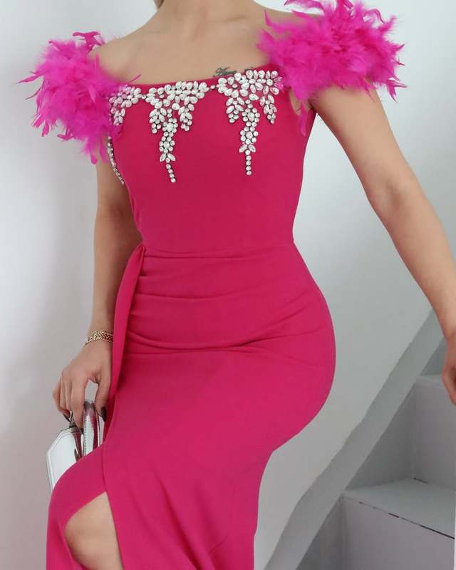 Feather Jewel Gown