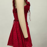 Crimson Ruffle Corset Mini Dress
