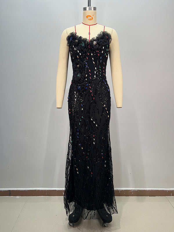 Galaxy Black Beaded Gown