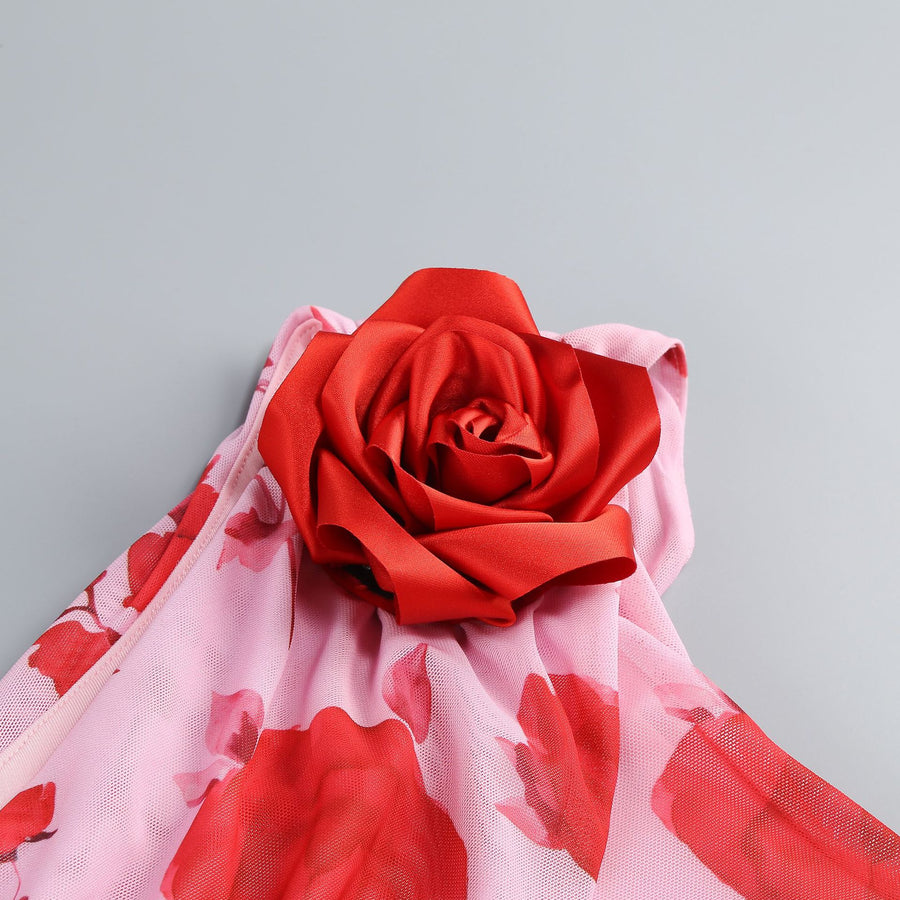 Rosé Bloom Ruffle Dress