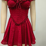 Crimson Ruffle Corset Mini Dress