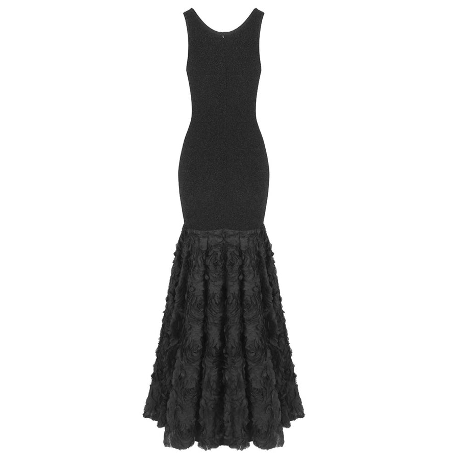 Noir Rosette Mermaid Gown