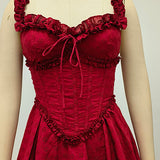 Crimson Ruffle Corset Mini Dress