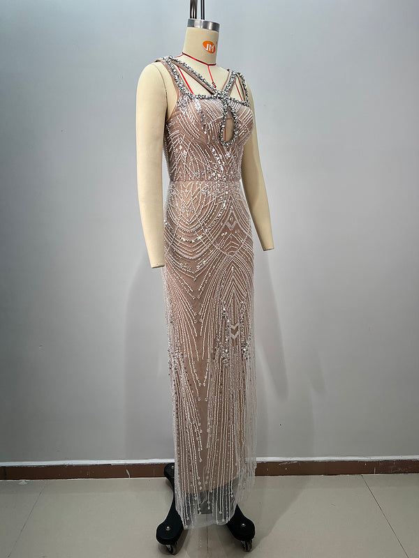 Crystal Mirage Nude Gown