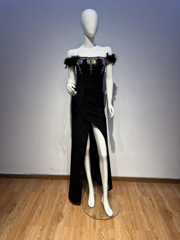 Feather Jewel Gown