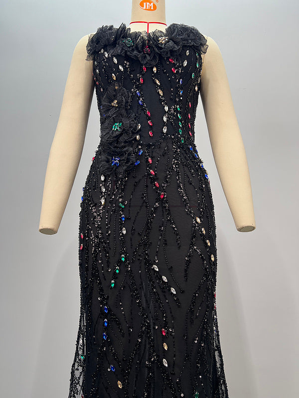 Galaxy Black Beaded Gown