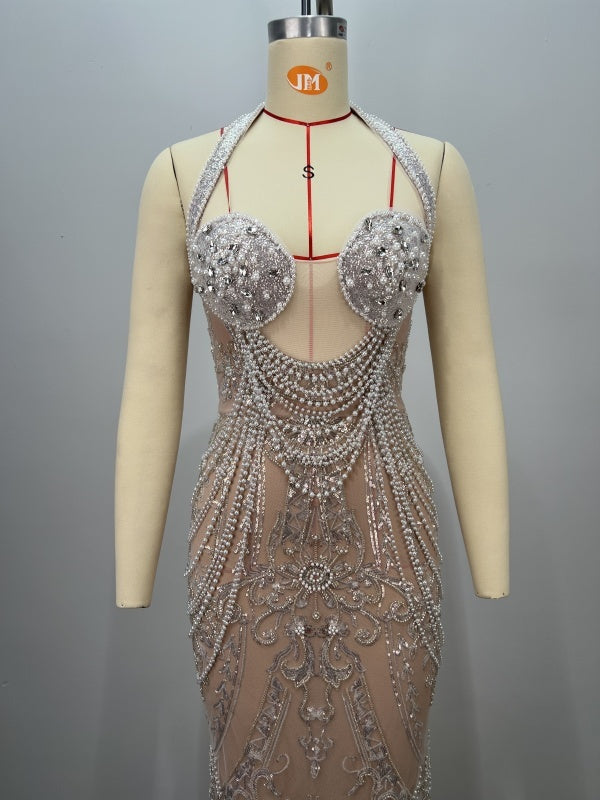 Beaded Nude Gown
