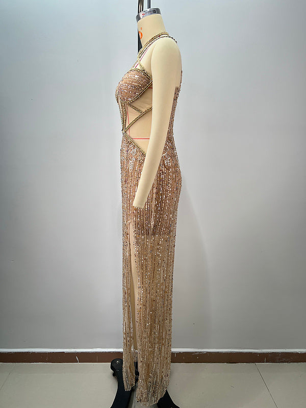 Golden Hour Cutout Sequin Gown
