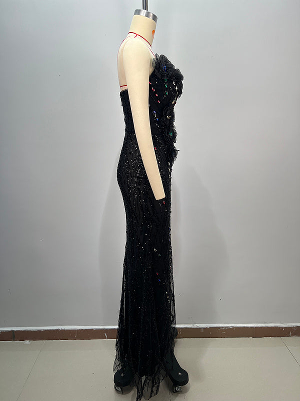 Galaxy Black Beaded Gown