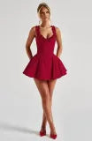 Crimson Ruffle Corset Mini Dress