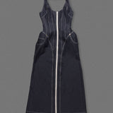 Denim Zip Maxi Dress