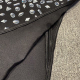 Black Crystal Embellished Halter Gown