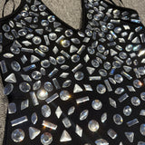 Black Crystal Embellished Halter Gown