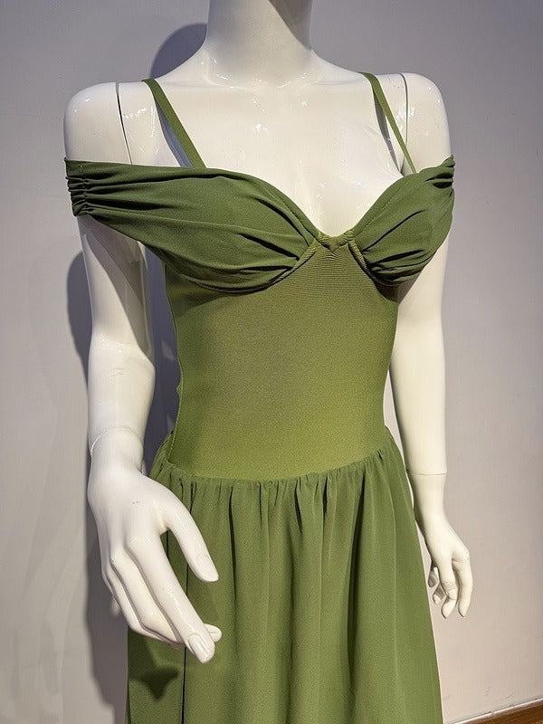 Emerald Green Off-Shoulder Maxi Dress