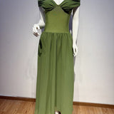 Emerald Green Off-Shoulder Maxi Dress