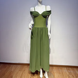Emerald Green Off-Shoulder Maxi Dress