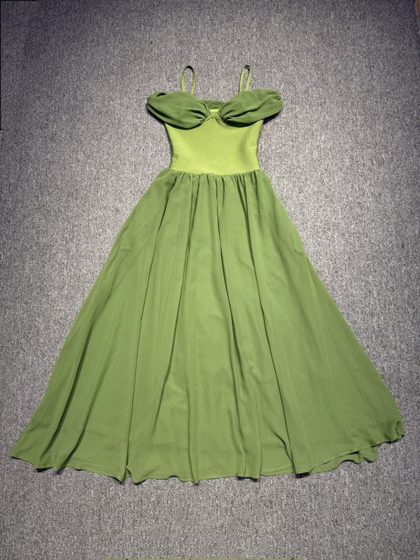 Emerald Green Off-Shoulder Maxi Dress