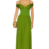 Emerald Green Off-Shoulder Maxi Dress